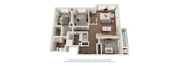 3D Floor Plan at Harbor at Twin Lakes 55+ Apartments, Roseville, MN, 55113