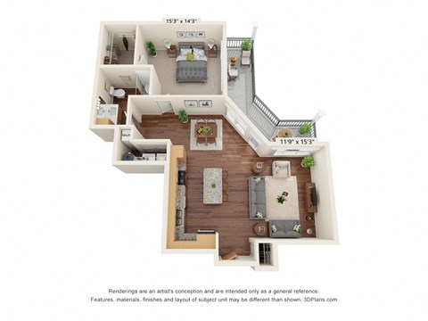 A2 Floor Plan at Haven at Congaree Pointe 55+ Apartments, Columbia, SC 29209
