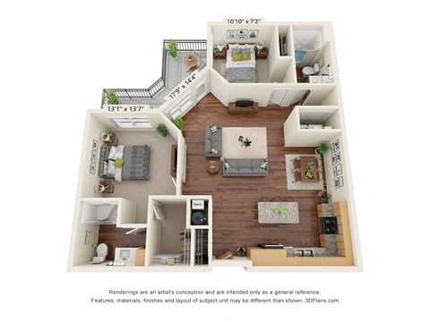 B2 Floor Plan at Haven at Congaree Pointe 55+ Apartments, Columbia