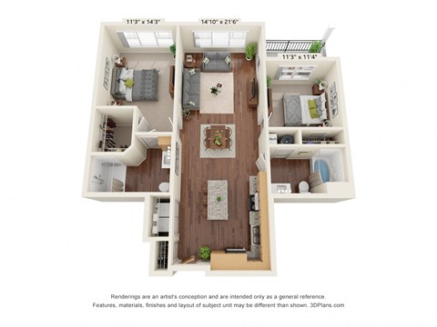 B3 ADA Floor Plan at Haven at Congaree Pointe 55+ Apartments, South Carolina