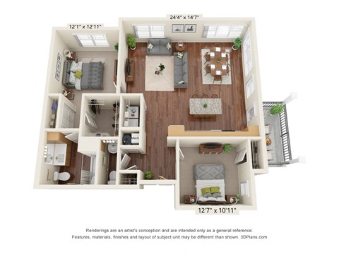 B4 Floor Plan at Haven at Congaree Pointe 55+ Apartments, South Carolina, 29209