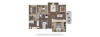 C1_Type A_Colored Floor Plan at Juniper Square 55+ Apartments, Arizona