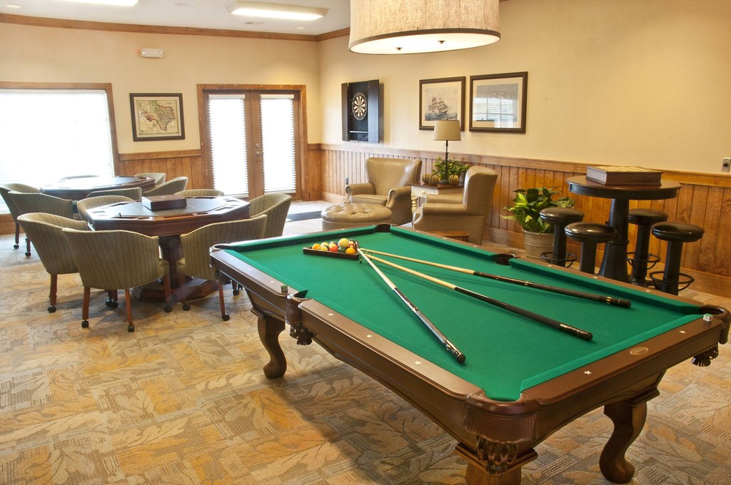 Billiards Table at Belle at Bay Colony 55+ Apartments, Dickinson, TX 77539