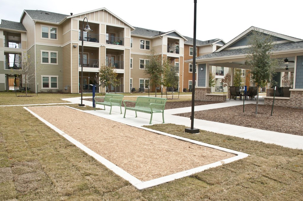 Bocce ball Court at Belle at Bay Colony 55+ Apartments, Dickinson, TX