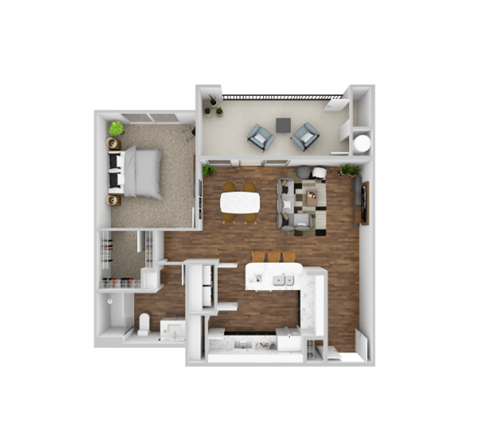 Miller Floor Plan at Mariposa at Harris Road Arlington 55+ Apartments, Arlington Texas