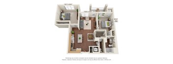 Oaks Landings_3D_2 Bedroom_2F Floor Pan