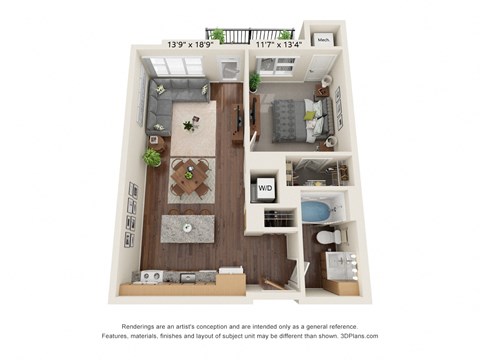 1A Floor Plan at Orville Commons, Minnesota, 55129