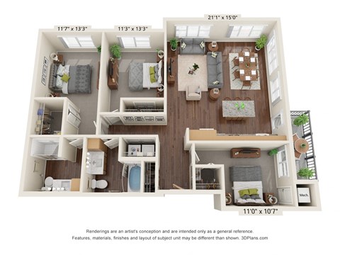 3A Floor Plan at Orville Commons, Minnesota, 55129