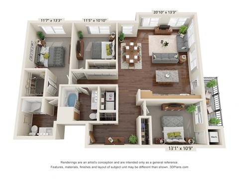 3D Floor Plan at Orville Commons, Minnesota