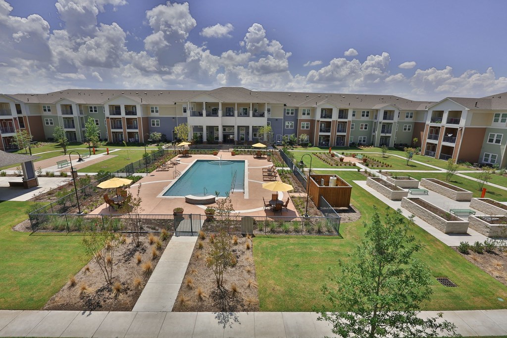 Aerial View at Pacana Park 55+ Apartments, La Porte Texas