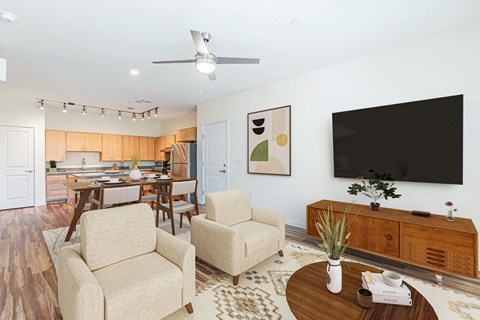 Living Room With TV at The Promenade, McDonough, GA 30253