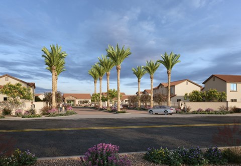 Outdoor view at Saddleback Village at Stonegate Townhomes, Maricopa, AZ, 85138