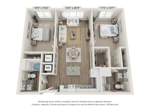 2 bed 2 bath F at Sandpiper Glen 62+ Apartments, Orlando, Florida