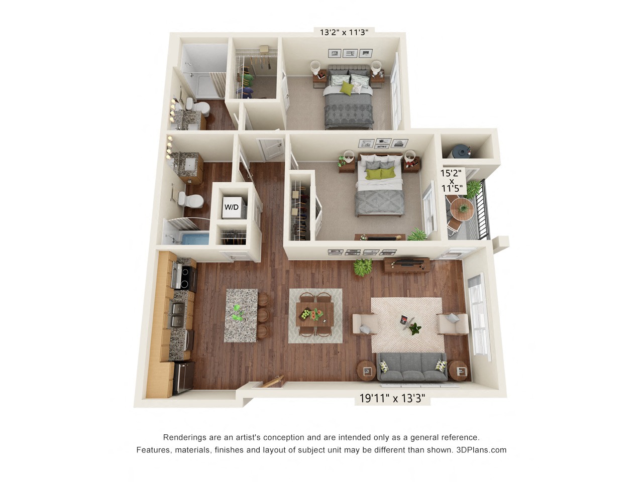 Two Bedroom - H D1 (60%) Floor Plan at South Range Crossings, Parker, 80134