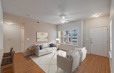 Modern Living Room at The Abberly at Spring Hollow 55+ Apartments, Texas, 76131