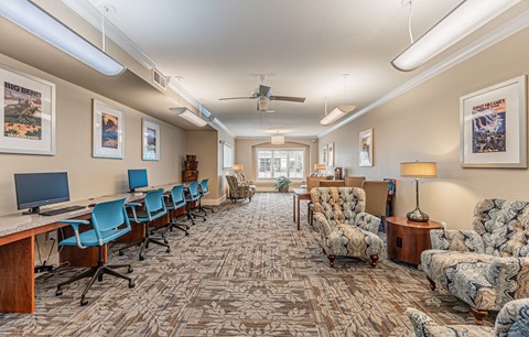 Business Center at The Abberly at Spring Hollow 55+ Apartments, Saginaw, TX, 76131
