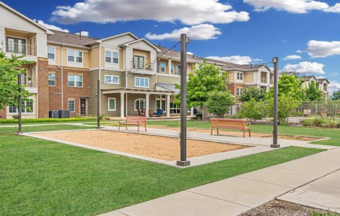 Volleyball Court at The Abberly at Spring Hollow 55+ Apartments, Saginaw 76131
