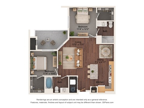 2 bed 2 bath D at Suncrest Vista at Canyon Trails 55+ Apartments, Arizona