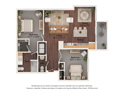 2 bed 2 bath F at Suncrest Vista at Canyon Trails 55+ Apartments, Goodyear, Arizona