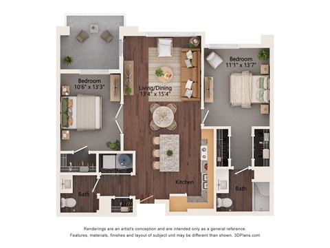 2 bed 2 bath C at Suncrest Vista at Canyon Trails 55+ Apartments, Goodyear