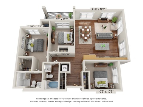 3 bed 2 bath J at The Meridian Apartments, Georgia