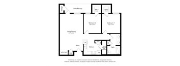 The Portofino_2D_2Bedroom_1Bathroom at The Portofino 55+ Apartments, Pasadena, TX