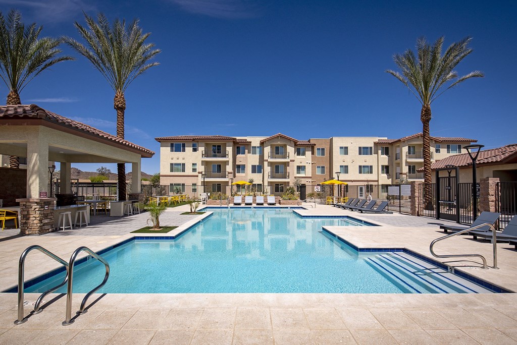 Swimming pool view at The Safford Apartments, Marana, AZ, 85743