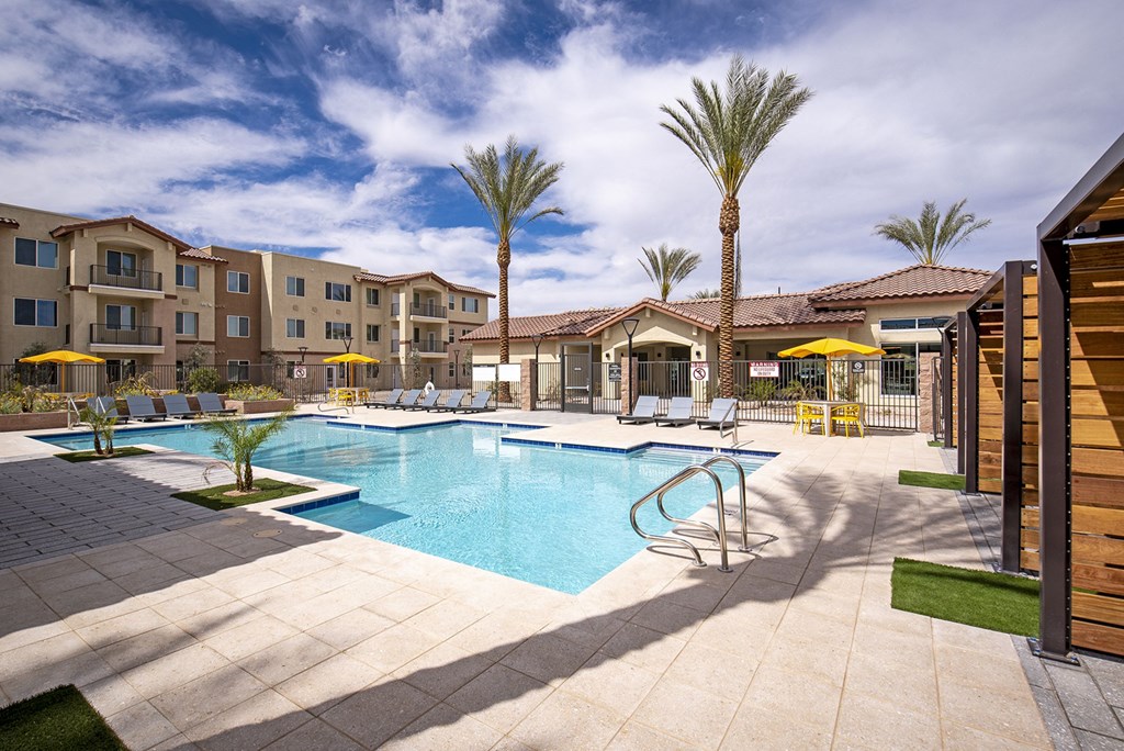 Day pool view at The Safford Apartments, Marana, AZ