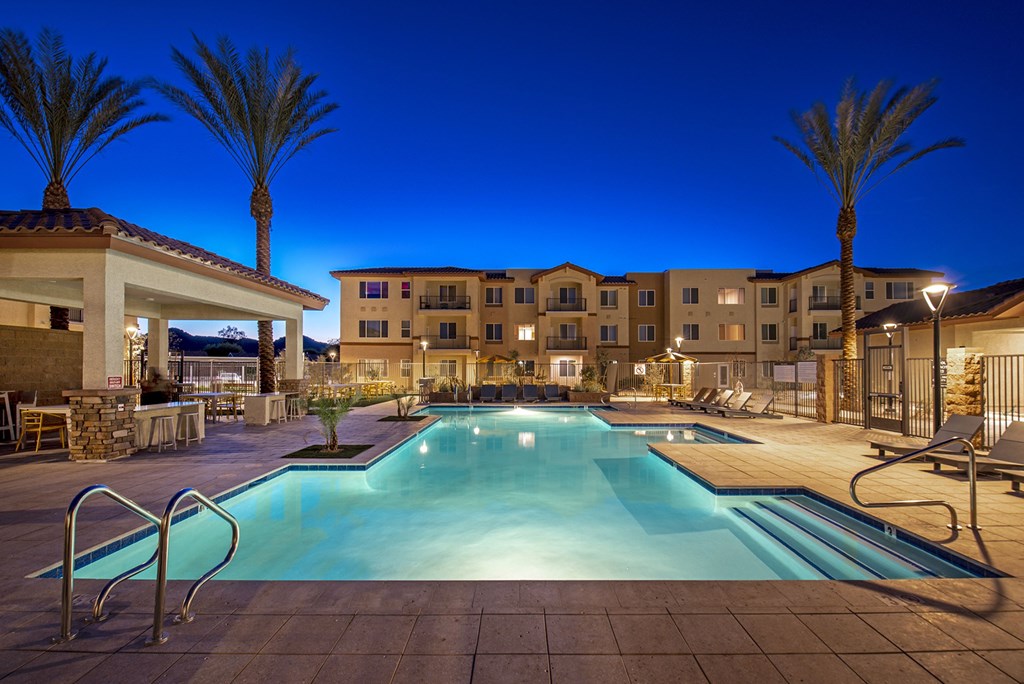 Lights in pool at The Safford Apartments, Arizona, 85743