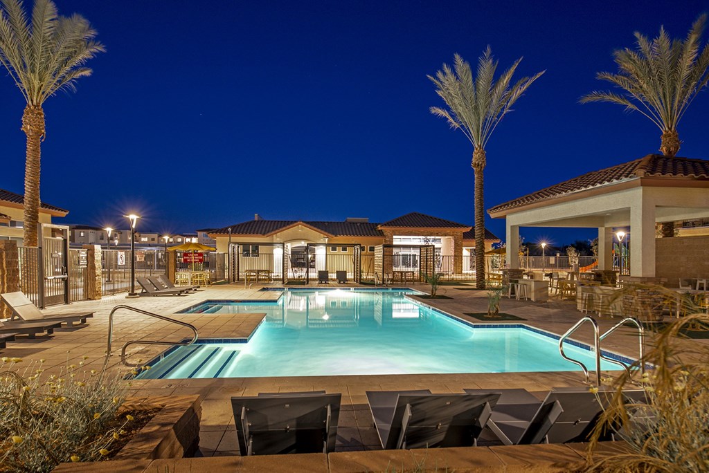 night pool at The Safford Apartments, Marana, AZ, 85743