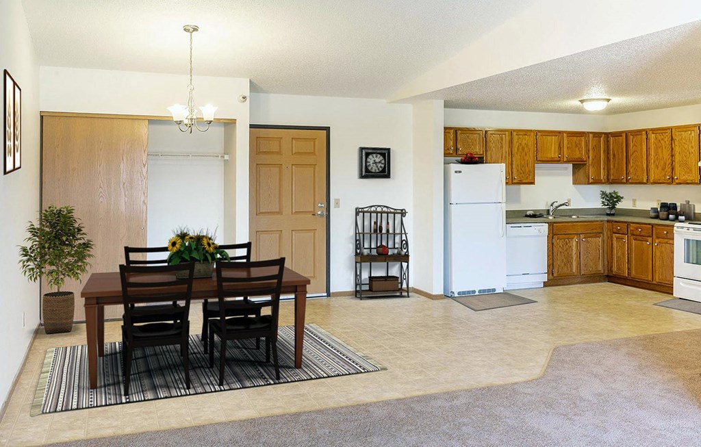 Dominium_Tralee Terrace_Virtually Staged Apartment Dining, Kitchen & Entrance Area