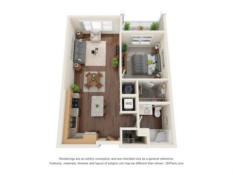 A1 Floor Plan at Willow Place 55+ Apartments, Georgia, 30253