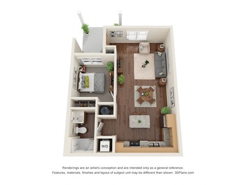 A4 - Cottage Floor Plan at Willow Place 55+ Apartments, McDonough, GA, 30253