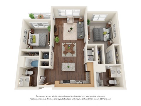 B1 Floor Plan at Willow Place 55+ Apartments, McDonough, 30253
