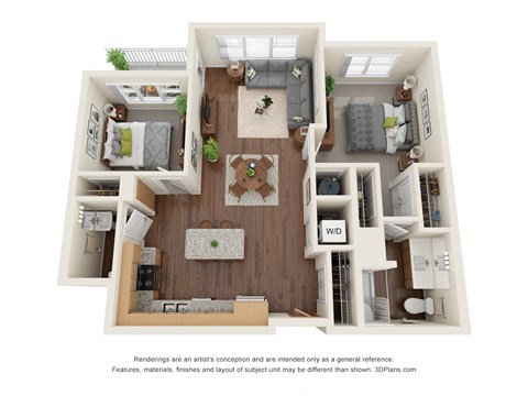 B2 Floor Plan at Willow Place 55+ Apartments, McDonough