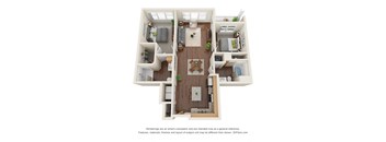 B3a Wheelchair Accessible Floor Plan at Willow Place 55+ Apartments, Georgia, 30253