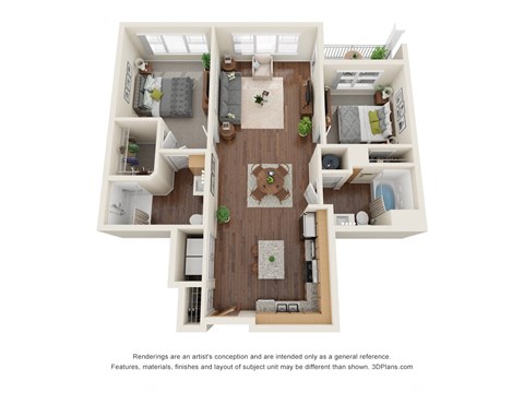 B3a Wheelchair Accessible Floor Plan at Willow Place 55+ Apartments, Georgia, 30253
