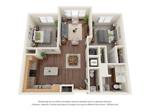B7 ADA Floor Plan at Willow Place 55+ Apartments, McDonough, GA, 30253