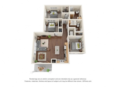 C1 - Cottage Floor Plan at Willow Place 55+ Apartments, McDonough