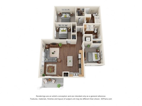 C1 Wheelchair Accessible - Cottage  Floor Plan at Willow Place 55+ Apartments, Georgia, 30253