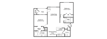 B1 Floor Plan at Falls Pointe at the Park, Durham, 27713