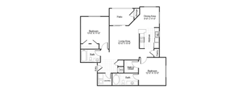B2 Floor Plan at Falls Pointe at the Park, Durham, North Carolina