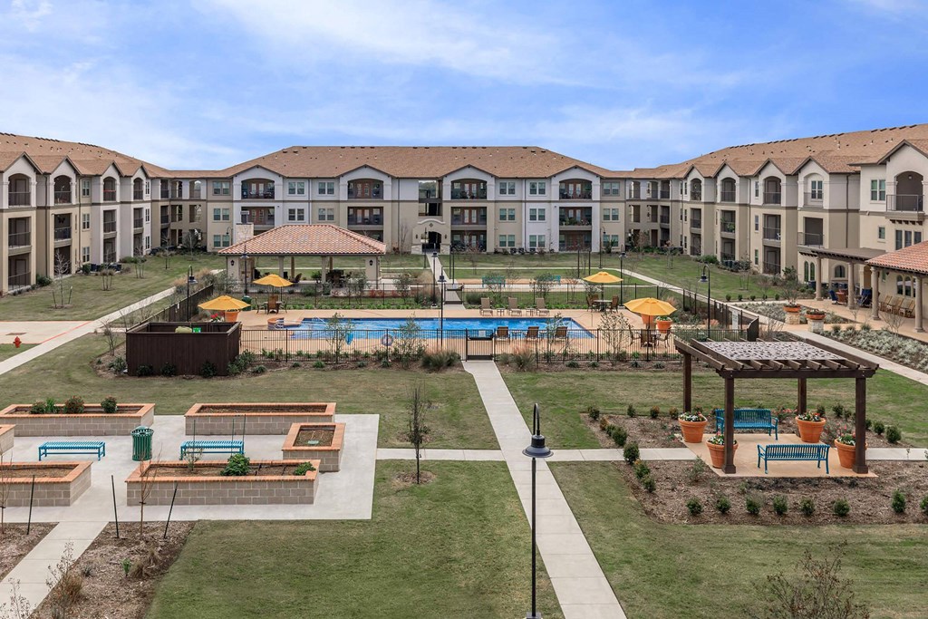 Aerial Exterior View at Mariposa at Harris Road Arlington 55+ Apartments, Texas