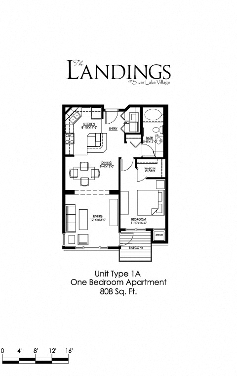 1A Floor Plan Image at The Landings at Silver Lake Village, St. Anthony, MN