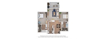 2 Bed 2 Bath Floor Plan at Belle at Bay Colony 55+ Apartments, Texas, 77539