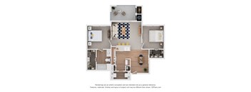 2 Bed 1 Bath Floor Plan at Belle at Bay Colony 55+ Apartments, Dickinson, TX 77539