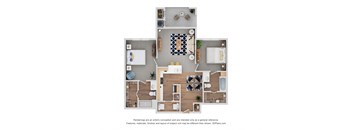 Ellington Floor Plan at Cedars of Elk Drive 55+ Apartments, Texas
