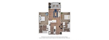Ellington Floor Plan at Pacana Park 55+ Apartments, Texas