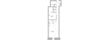 a floor plan of a small house with a bedroom and a living room
