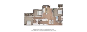 3Bed 2Bath Floor Plan at Orchard Grove Apartments, Vero Beach